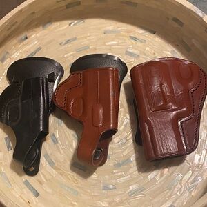3 different Tagua Leather Paddle Holsters Pistol Leather Gun in Black and Brown